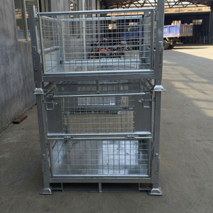 <b>Collapsible</b> Steel Wire Mesh Pallet Cage Folding Stackable Adjustable Waterproof Industrial Floor Warehouse <b>Storage</b> Stillage - Product Image 1