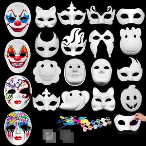 Mascherina personalizzata a tema <span class=keywords><strong>di</strong></span> Halloween mascherabile artigianale a tema Halloween mascherata non dipinta maschere <span class=keywords><strong>di</strong></span> carta bianca non verniciate per bambini - Product Image 5