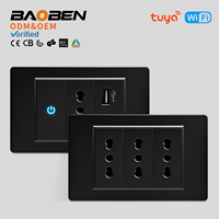 BAOBEN Panneau PC ignifuge vierge, Prise murale intelligente avec interrupteur lumineux, Type C, Norme italienne, Prise UE