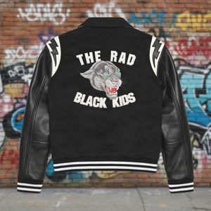 Chaqueta Varsity RAD BLACK KIDS Reversible, Cortavientos, con Patrón Geométrico de Puntos en Relieve, para Ropa Urbana, Uso al Aire Libre y Casual - Product Image 1