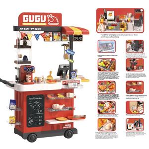 Juego de carrito de <span class=keywords><strong>compras</strong></span> de pollo frito personalizado de 82 piezas, carrito de comida de pollo frito real para niños, juguete de cocina para niños - Product Image 4