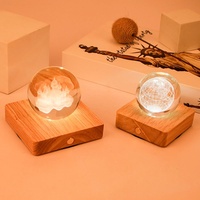 Carré en bois massif Base lumineuse bouteille de vin Rechargeable bricolage veilleuse cristal 3D transfrontalier LED support de lampe batterie cadeau