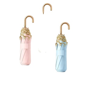 Three-fold Golden Hook Manual Impact Cloth Alloy <b>Sun</b> <b>Umbrella</b> with Floral Design-Business Gifts Windproof & Rainproof - Product Image 1