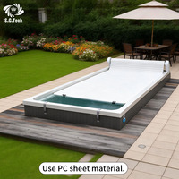Couverture de piscine en polycarbonate résistant aux intempéries, à lamelles, électrique, à enroulement automatique, couverture de sécurité rétractable pour piscine de resort