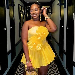 Nuevo Vestido de Mujer con Decoración Floral 3D, Estilo Dulce y Fresco, Cintura Alta, Corte en A, a la Moda - Product Image 4