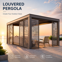 Pergola à lames en aluminium, portes pliantes en verre, étanches, avec capteur de pluie, terrasse extérieure, taille personnalisée
