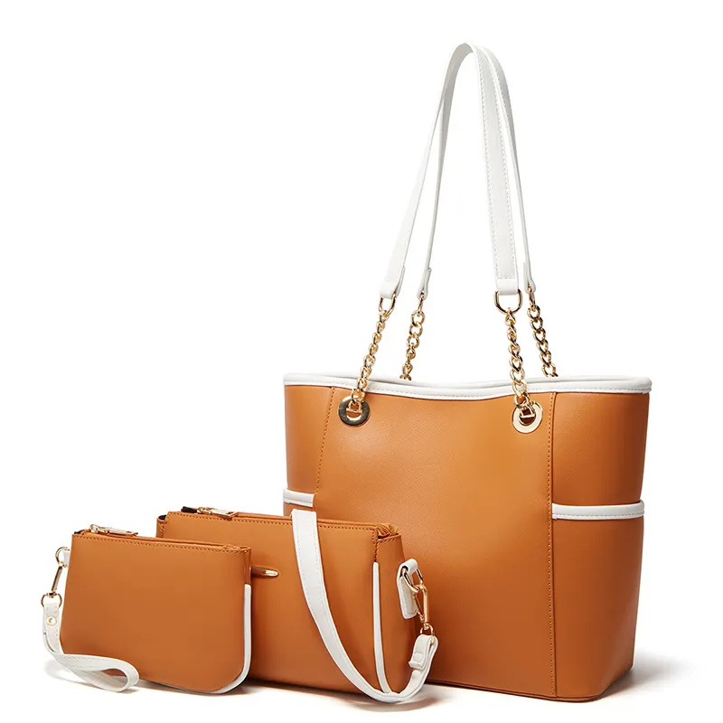 2023 produsen Tiongkok desain baru grosir tas Tote dompet kulit Pu tas selempang kantor wanita Set 4 buah tas tangan