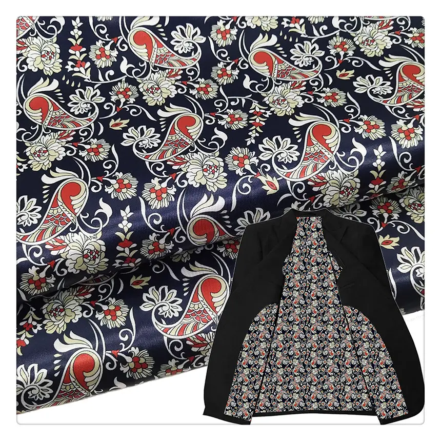 Fertigwaren Auf Lager Polyester Shinny Satin Digitaldruck Futters toff für Hüte und Anzug