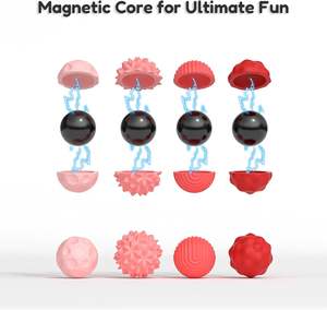 ของเล่นบีบคลายเครียด 4 ชิ้น ลูกบอลสัมผัสหลากหลายพื้นผิว พร้อมเปลือกซิลิโคน สำหรับผู้ใหญ่ เงียบ ไม่ส่งเสียง แม่เหล็กติดโต๊ะ ของเล่นบีบคลายเครียด - Product Image 2