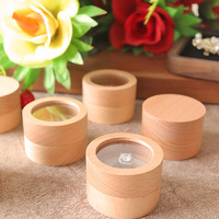 Boîte à bagues de mariage transparente en acrylique et bois de hêtre avec couvercle supérieur et inférieur, pour femme, en bois massif, pour rangement de diamants