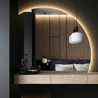Miroir de salle de bain intelligent de forme spéciale miroir de toilette maquillage mural lumière LED miroir d'habillage lumineux semi-circulaire