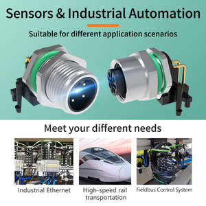 M12 cảm biến kết nối <span class=keywords><strong>2</strong></span>-17 pin một B D x Y Mã công nghiệp bảng điều chỉnh gắn góc cạnh căn cứ Nam Nữ Ổ cắm PCB kết nối không thấm nước - Product Image 6