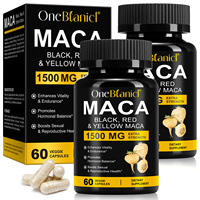 Cápsulas OneBotanical OEM de Raíz de Maca Negra, Roja y Amarilla para Hombres, Vitalidad Hormonal y Resistencia, Suplemento Energético Herbal