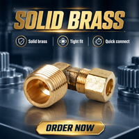 Coude mâle à compression en laiton forgé 1/4 x 1/2 pouce sans écrou (OD'' x MIP) résistant à la corrosion pour la plomberie et l'alimentation en eau