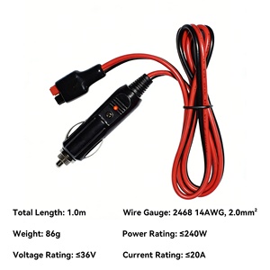 Kabel Ekstensi Daya Langsung dari Pabrik 1m dengan Colokan Pemantik Rokok Mobil ke Colokan 30A untuk Stasiun Daya Portabel Panel Surya PV - Product Image 3