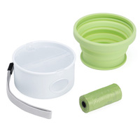 PAIPET Bol pliable pour animaux de compagnie 3 en 1 en silicone, bol pliable pour chien et chat, plat pour nourriture et eau, distributeur de nourriture portable pour voyage, sans BPA