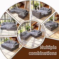 Ensemble canapé-lit convertible 3 pièces en velours côtelé, sans assemblage, pliable, mobilier de salon