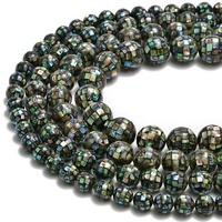 Contas redondas de concha abalone, concha de 10mm 12mm 14mm 16mm pingente polido lâmina mosaico concha