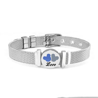 Bracelet de montre en maille en acier inoxydable 316L massif, minimaliste, doré, Mickey Love, avec logo personnalisé pour femmes