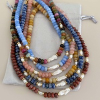 Collana con Ciondolo di Perle Barocche d'Acqua Dolce, Set di Gioielli Fatti a Mano con Perline in Pietra Naturale Colorata per Donne