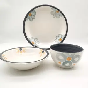 手工印花陶瓷餐具定制便宜散装盘碗花东方乡村皇家餐具