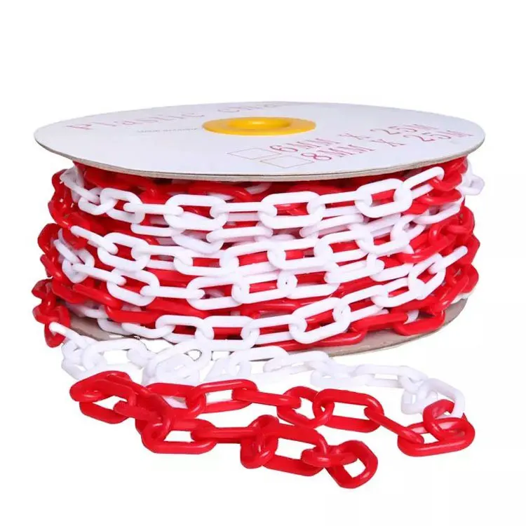 Highway Traffic Worksite Safety Barrier Warning Decorative Pe Link 6/8Mm Coloured Plastic Chain