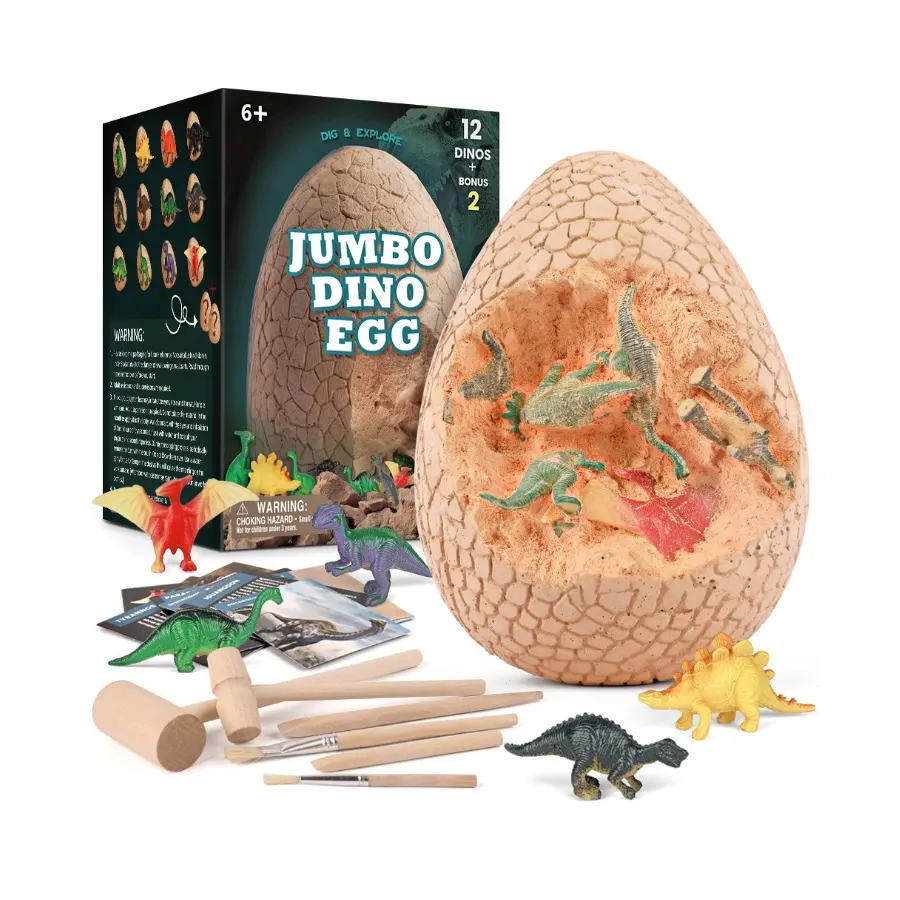 Archaeology paleontology educational science giant jumbo digging dinosaur egg egg with 12 different dinosaur toys for kids