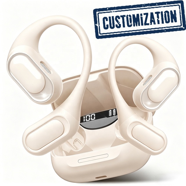 Customizable 2026 HE-056 All-Day Comfort Open Ear Sport Earphones with Earhooks LED Display Charging Box, Type-C Fast Charging