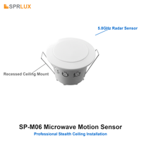 Capteur de distance Sprlux SP-M11, détection radar 5,8 GHz, 360 degrés, intérieur/extérieur, 2-8 m, sortie AC, mouvement et position pour l'éclairage