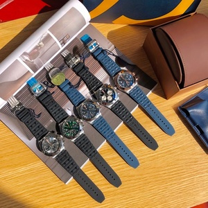 Sporty Chronograph Analog <b>Watch</b> with Rubber Strap Stainless Steel Case Men's Wristwatch for Everyday <b>Activities</b> - Product Image 1