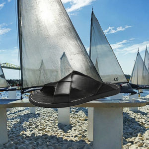 Factory Supplies High-End Genuine Leather Anti-Slippery <b>Open</b> Air Cushion <b>Slippers</b> Custom Logo New Summer Flat-Bottom Casual - Product Image 3