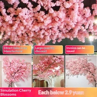 Fleur artificielle en soie J135, branche de pêcher en fleurs, faite à la main, pour plafond de salon