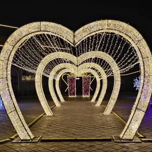 2024 3D LED para exterior iluminação de Natal túnel exterior de grau comercial luz de Natal para exibição de motivo do País das Maravilhas de inverno