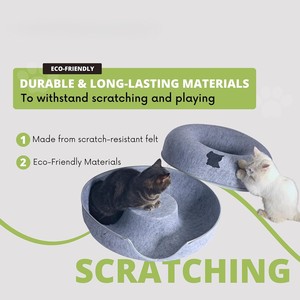 Lit tunnel pour chat de qualité supérieure, écologique, pour intérieur, avec grotte cachette, amovible, fournitures pour animaux de compagnie, maison pour chat en verre imprimé, forme carrée - Product Image 2