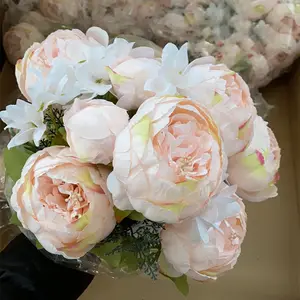 Bouquet de pivoines artificielles à 13 têtes K57, bouquet de pivoines de style européen, fleurs de mariage pour la maison, tee baker pure pivoine