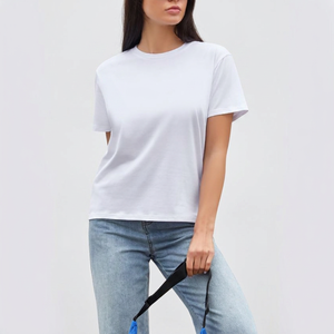 T-shirt décontracté d'été pour femme, respirant, à manches courtes, col rond, en coton doux, coupe ample, haut tendance pour le quotidien - Product Image 1