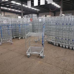 Ağır Yük Taşıma Paslanmaz Çelik Rulo Konteyner Katlanabilir Hareketli Portatif Katlanır Tekerlekli Lojistik Kafes Arabası 350kg - Product Image 4