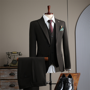 Costume homme vintage haut de gamme 2 boutons, coupe ajustée, 3 pièces, blazer, gilet et <span class=keywords><strong>pantalon</strong></span> <span class=keywords><strong>pour</strong></span> mariage et banquet formel - Product Image 4