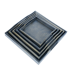 Chinese Style <b>Tea</b> <b>Tray</b> Rectangular Imitation Wood Plastic Bronze Color For Home Use Serving <b>Tray</b> - Product Image 3