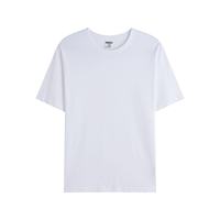 Camiseta de Punto 100% Algodón, Cuello Redondo, Color Blanco Sólido, 220g, Manga Corta Informal, Corte Regular, Estampado Puff, Transpirable, Secado Rápido, CHENXI