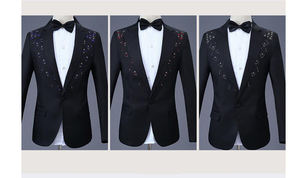 Traje formal hecho <span class=keywords><strong>a</strong></span> <span class=keywords><strong>medida</strong></span> estampado en caliente color diamante hombres - Product Image 5