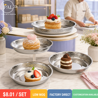 Assiettes en acier inoxydable 304 à motif martelé, poli miroir, empilables, 16, 18, 20, 22 cm, coffret cadeau – Vente directe usine