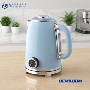 Light Blue Vintage Electric <b>Kettle</b> 1.7L Stainless Steel <b>Kettle</b> Real Time Temp Display Cord Storage Home Kitchen - Product Image 1
