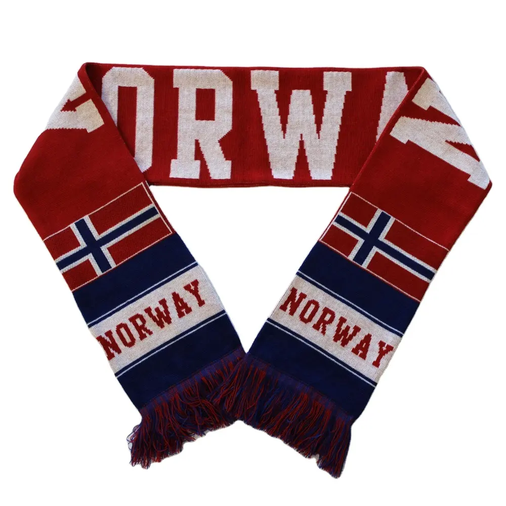 カスタマイズされたロゴワールドサッカーカップサッカーチームクラブスカーフ両面ファンニットお土産スカーフジャカードスカーフ