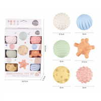 6 pièces éducatif bébé bain paille de blé boules de préhension à la main ensemble avec BB sifflet sûr PVC et paille matériel bébé jouets
