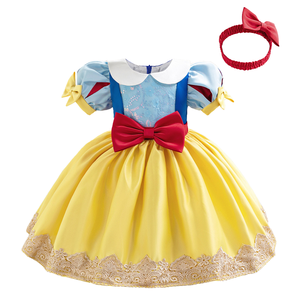 Style européen fille élégante soirée anniversaire robe jaune et blanche neige princesse Look pour enfants groupe d'âge enfants 2Y - Product Image 1