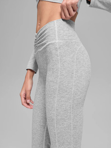 Ensemble de yoga Aoyema : pantalon ample plissé à jambe large, anti-transpiration, très élastique, et haut de sport à manches longues - Product Image 5