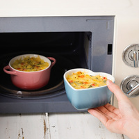 Binaurale runde Topf Back geschirr Keramik Backform Doppel ohr Mini Keramik Suppe Schüssel mit Deckel