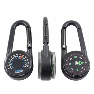 Hot sale Mini Compass 3 in 1 Guiding Thermometer Keyring Durable Carabiners Clip Snap Hook Buckle Tool