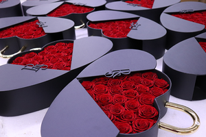 Boîte en forme de cœur rose personnalisée en usine, <span class=keywords><strong>roses</strong></span> éternelles conservées, fleurs naturelles réelles, idéales pour la Saint-Valentin, Halloween - Product Image 5